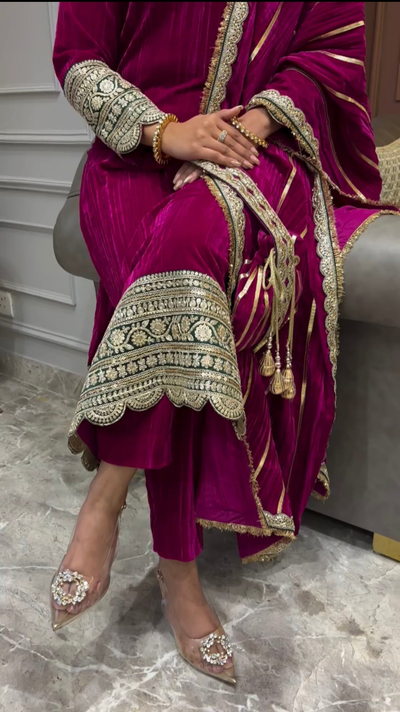 "Elegant Rani-pink Suits: Perfect for the Winter Chill"